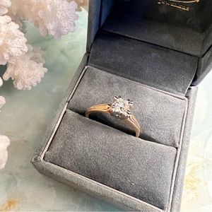 14k Gold Antique Diamond Solitaire Ring vintage cocktail